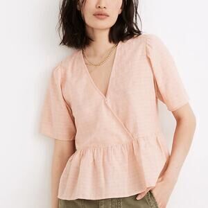 Madewell Crossover Peplum Top Pink Women’s Summer 2021 Shirt
